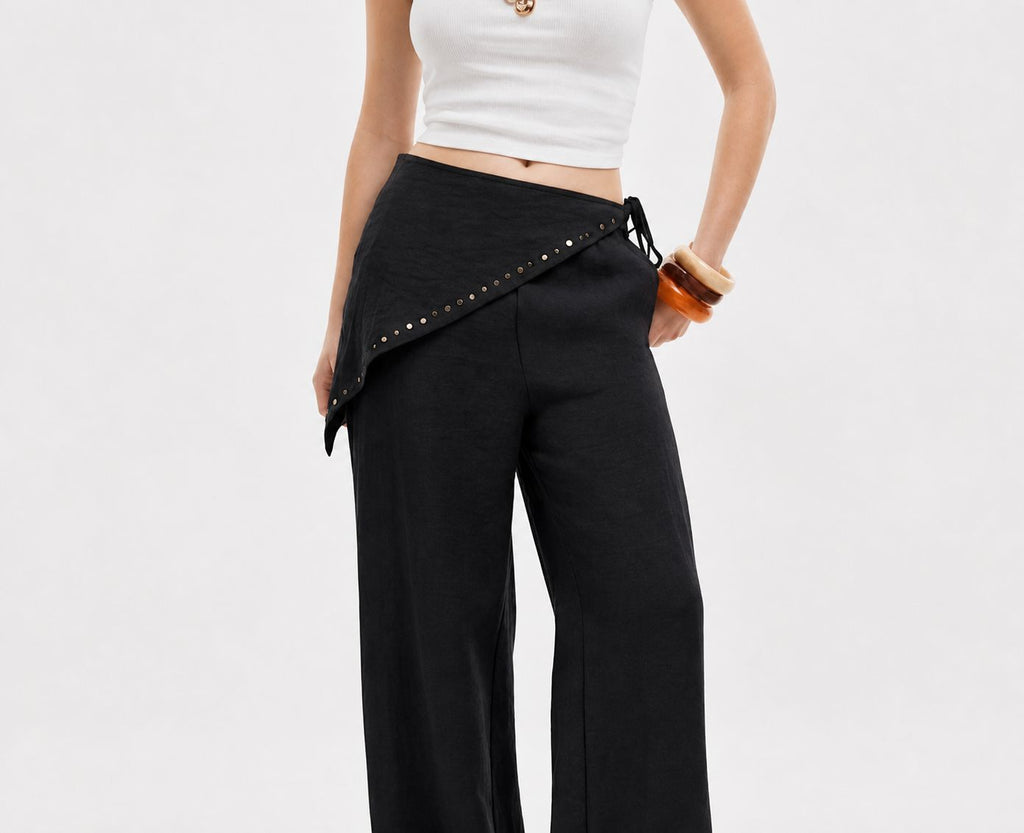 Flowing Scarf Trouser Black